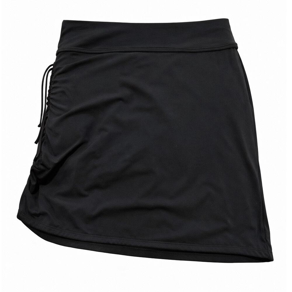 Athleta Black Ruched Athletic Skirt Side Drawstring - Size Medium